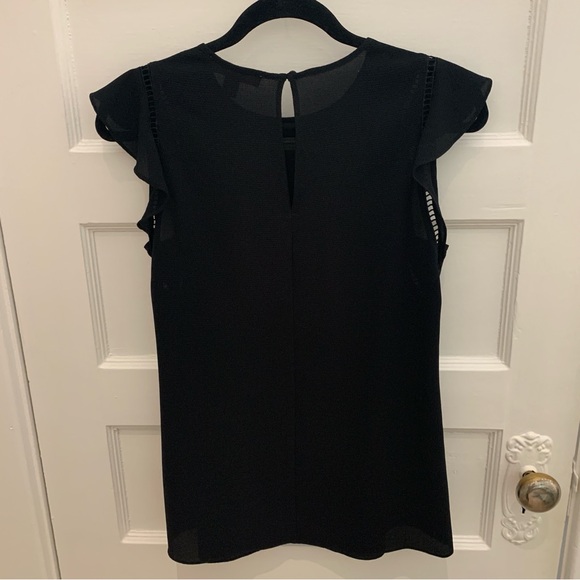 Michael Kors Black Blouse With Flutter Sleeve, Size S - Picture 9 of 12